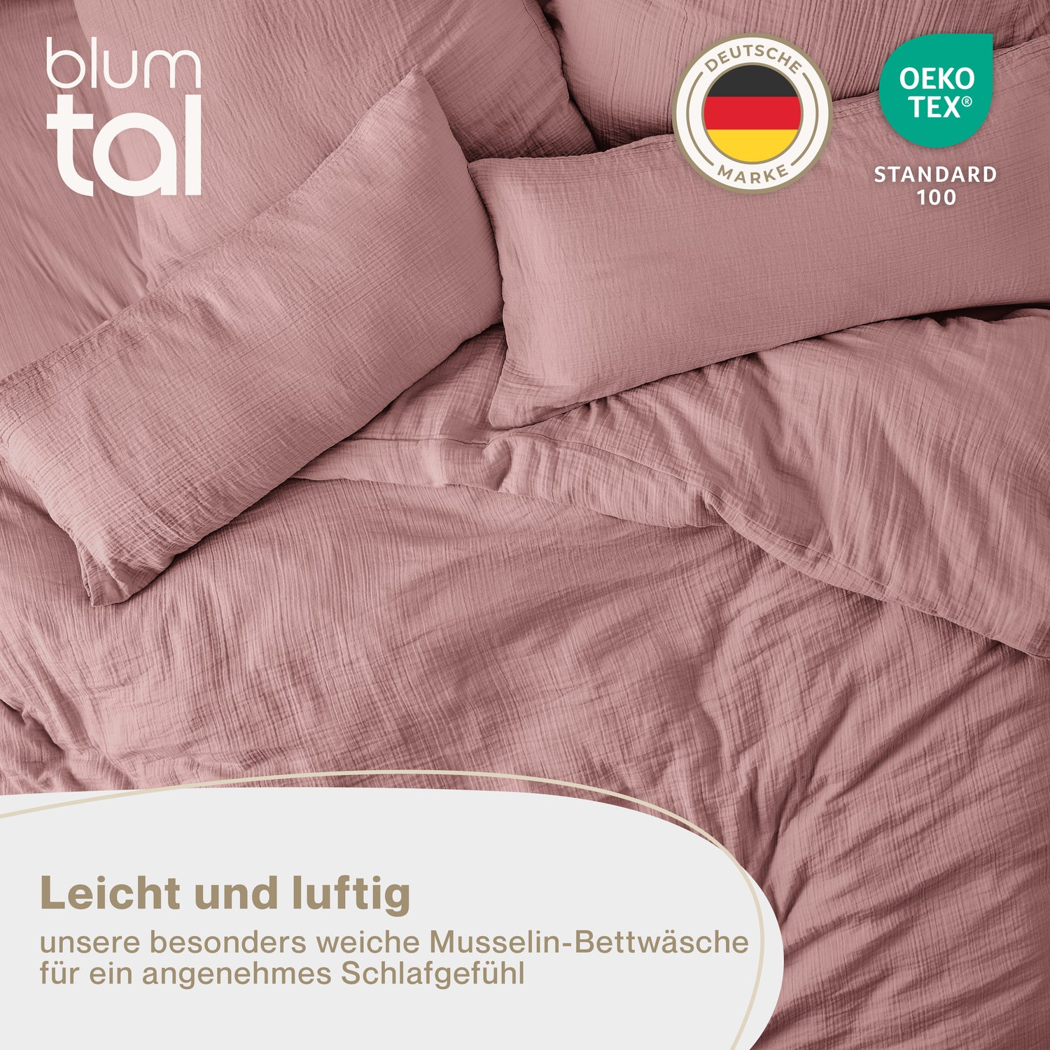Musselin BETTWÄSCHE Vili aus Baumwolle, Oeko-Tex Zertifiziert