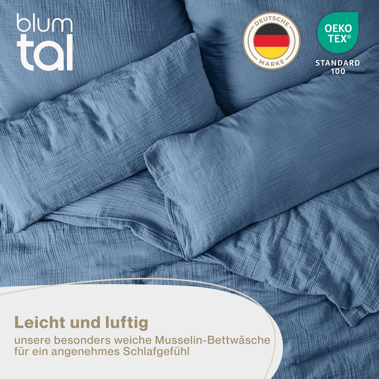 Musselin BETTWÄSCHE Vili aus Baumwolle, Oeko-Tex Zertifiziert