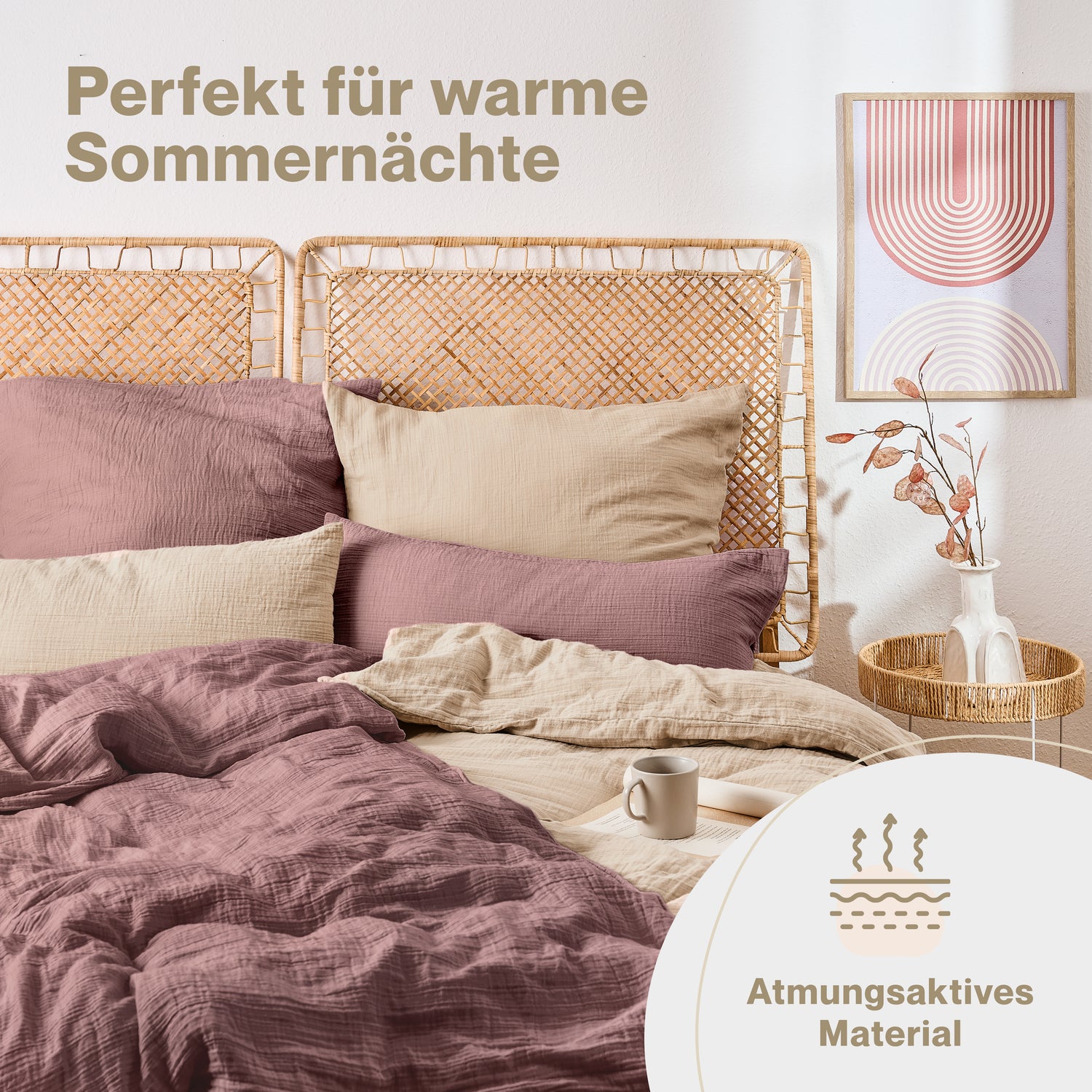 Musselin BETTWÄSCHE Vili aus Baumwolle, Oeko-Tex Zertifiziert