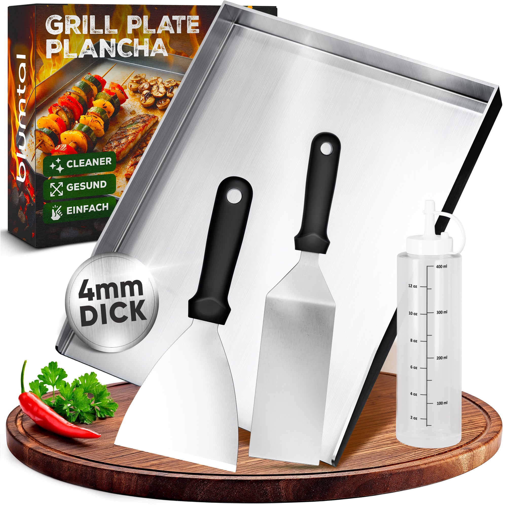 PLANCHA GRILLPLATTE TORSTEN SET - inkl. Spachtel & Ölflasche
