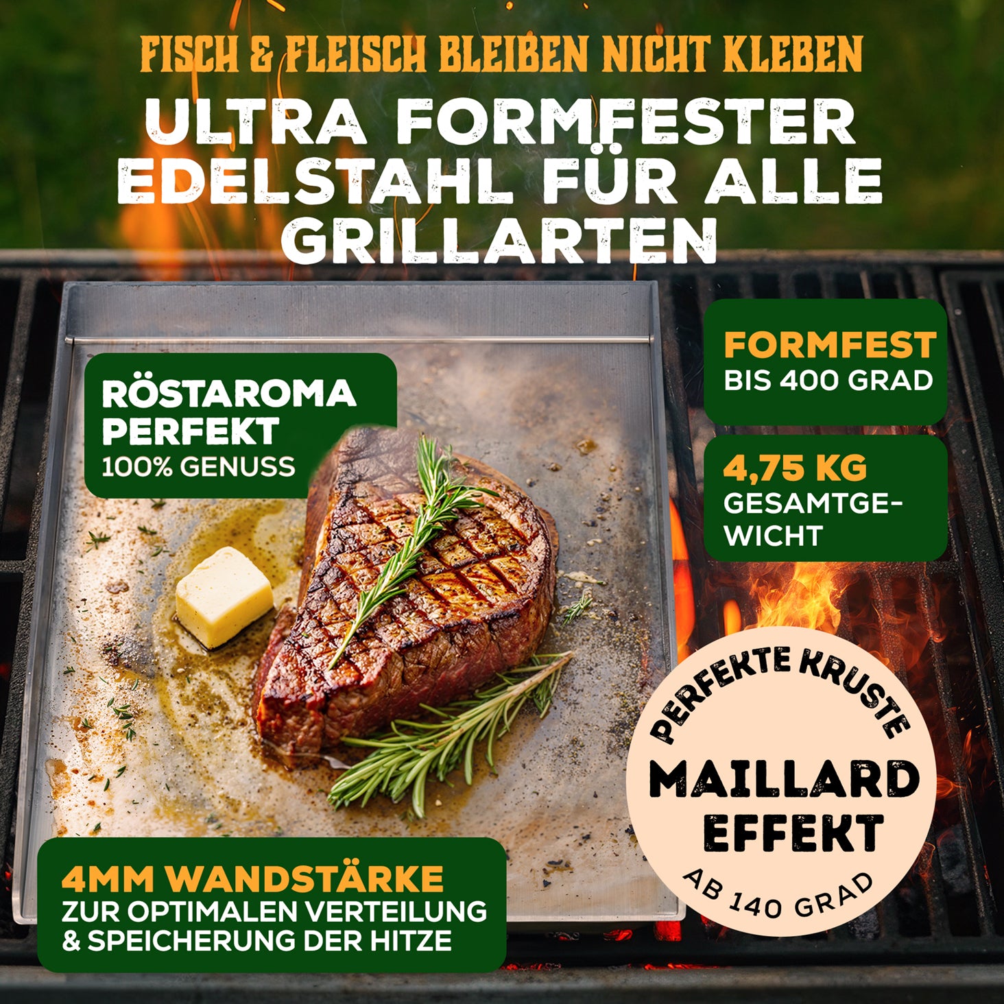 PLANCHA GRILLPLATTE TORSTEN SET - inkl. Spachtel & Ölflasche