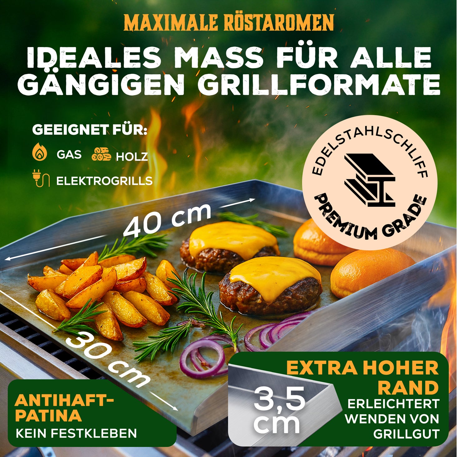 PLANCHA GRILLPLATTE TORSTEN SET - inkl. Spachtel & Ölflasche