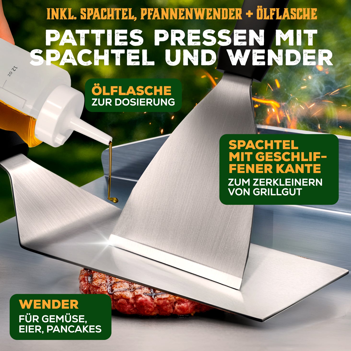 PLANCHA GRILLPLATTE TORSTEN SET - inkl. Spachtel & Ölflasche