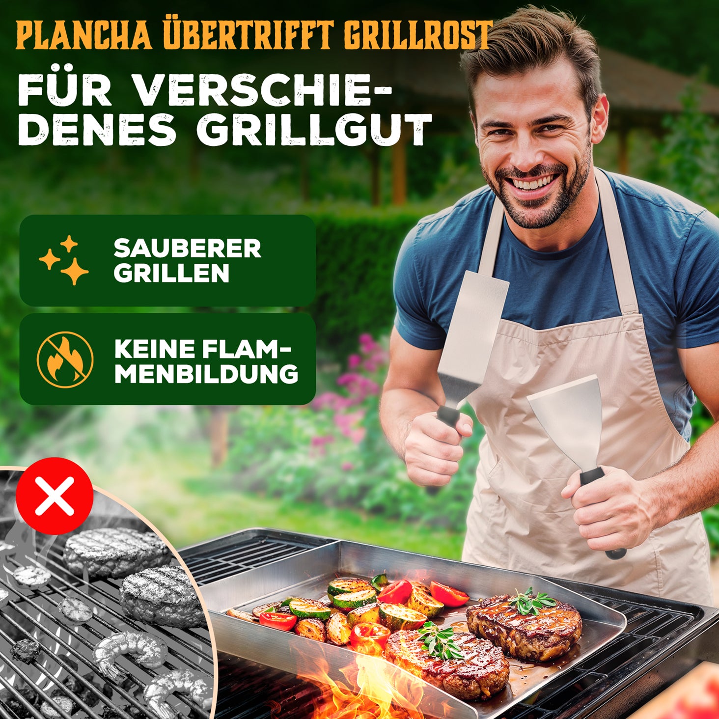 PLANCHA GRILLPLATTE TORSTEN SET - inkl. Spachtel & Ölflasche