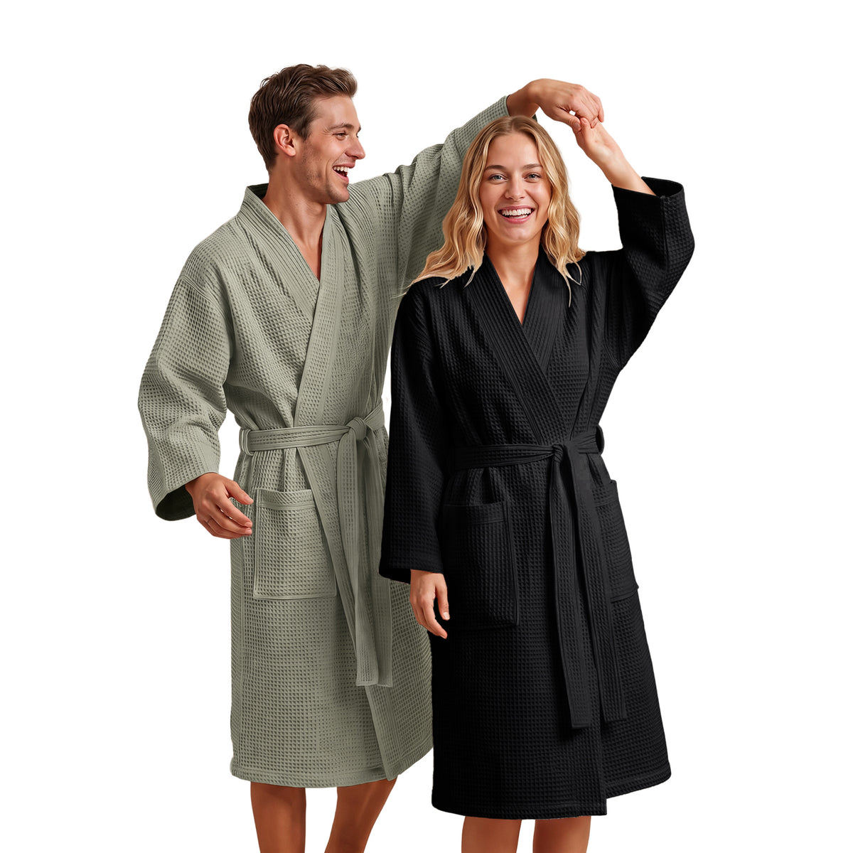 BADEMANTEL Waffle-Piqué Unisex - ultra saugstark & Oeko-Tex zertifiziert