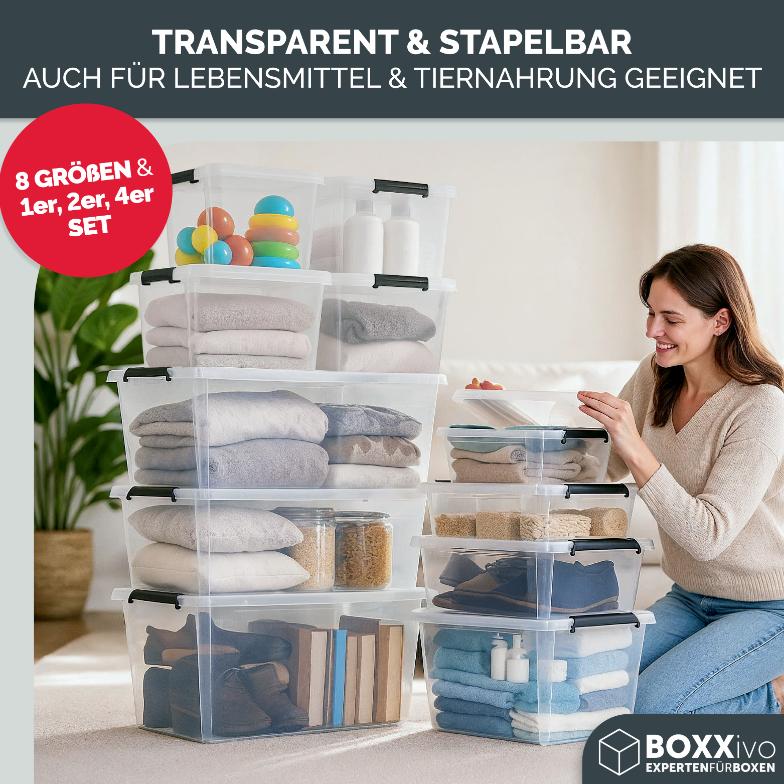 AUFBEWAHRUNGSBOXEN OLLE mit Deckel - Stapelbar & Robust - BPA - Frei & Lebensmittelecht -