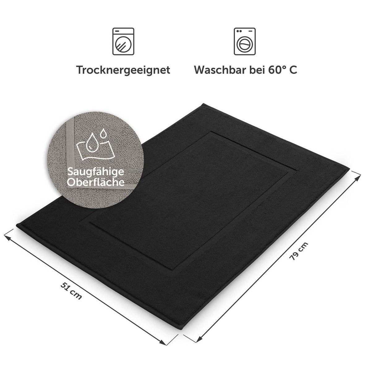 Badvorleger Terry 50x80 cm im 2er Set - 100% Baumwolle-