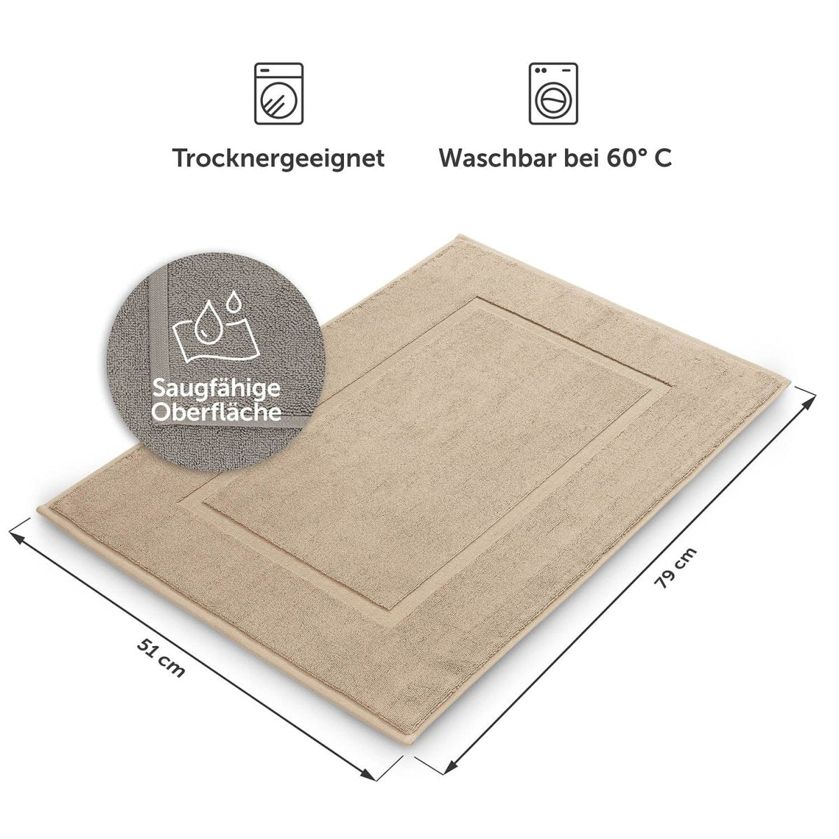 Badvorleger Terry 50x80 cm im 2er Set - 100% Baumwolle-