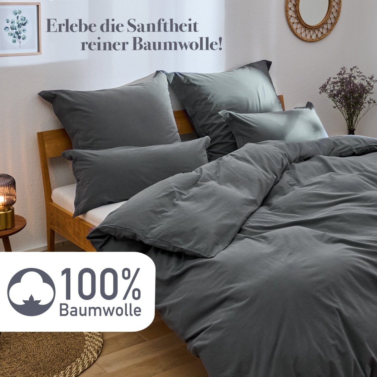 BETTBEZUG Iven - 100% Baumwolle - Leinen Optik -