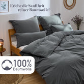 BETTBEZUG Iven - 100% Baumwolle - Leinen Optik -