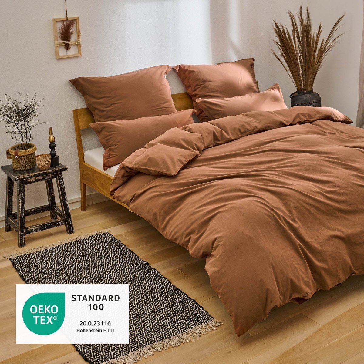 BETTBEZUG Iven - 100% Baumwolle - Leinen Optik -