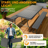 BIERZELTGARNITUR 3er Set - Klappbar für 8 Personen - 2X Bierbank + 1x Biertisch -