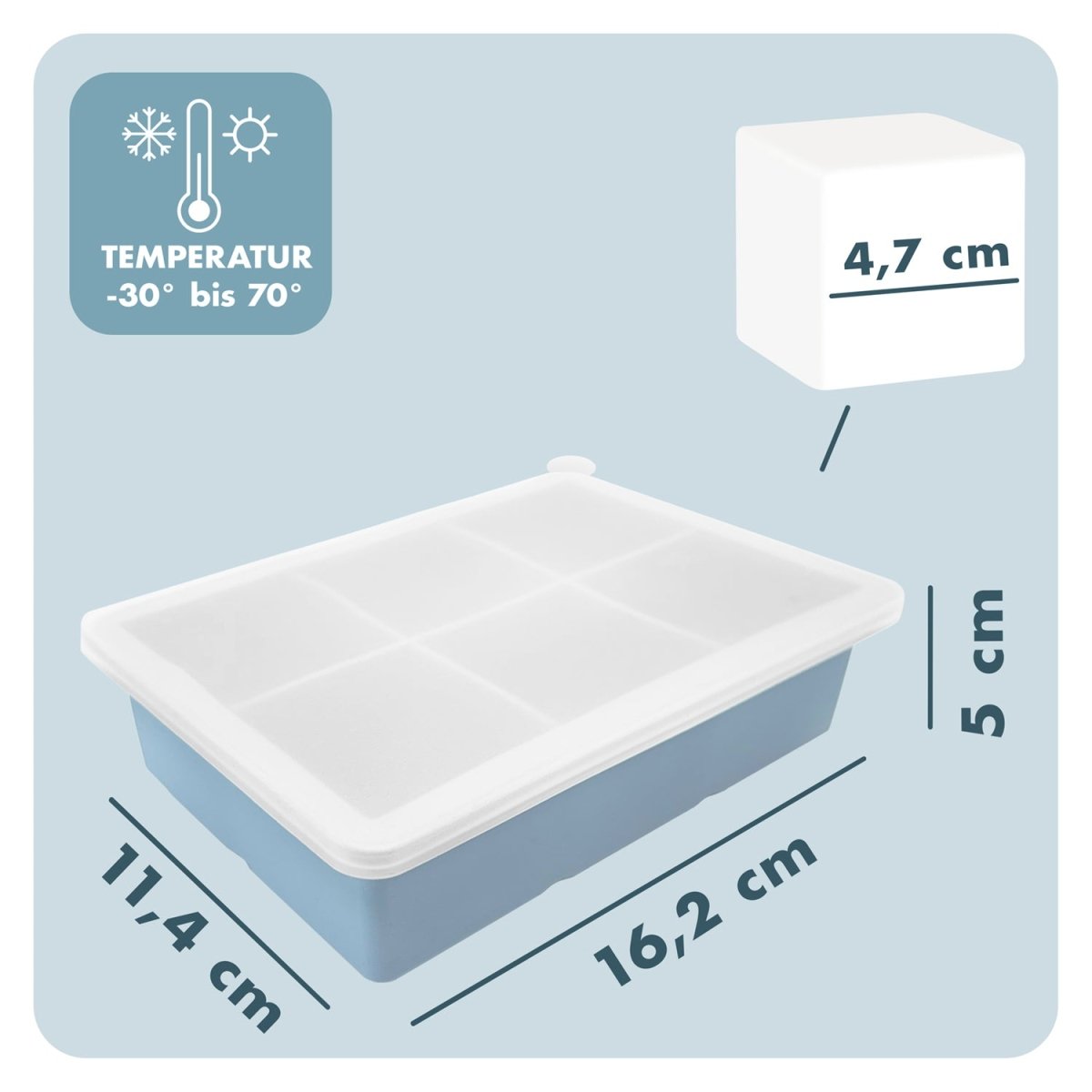 EISWÜRFELFORMEN SILIKON mit Deckel - 3er Set -