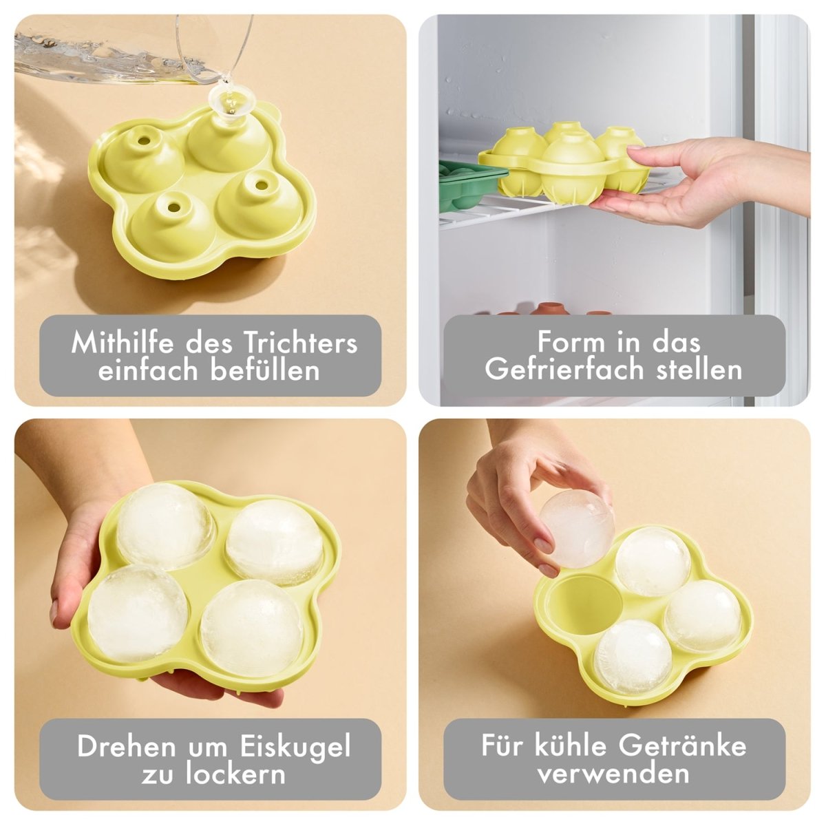 EISWÜRFELFORMEN SILIKON mit Deckel - 3er Set -
