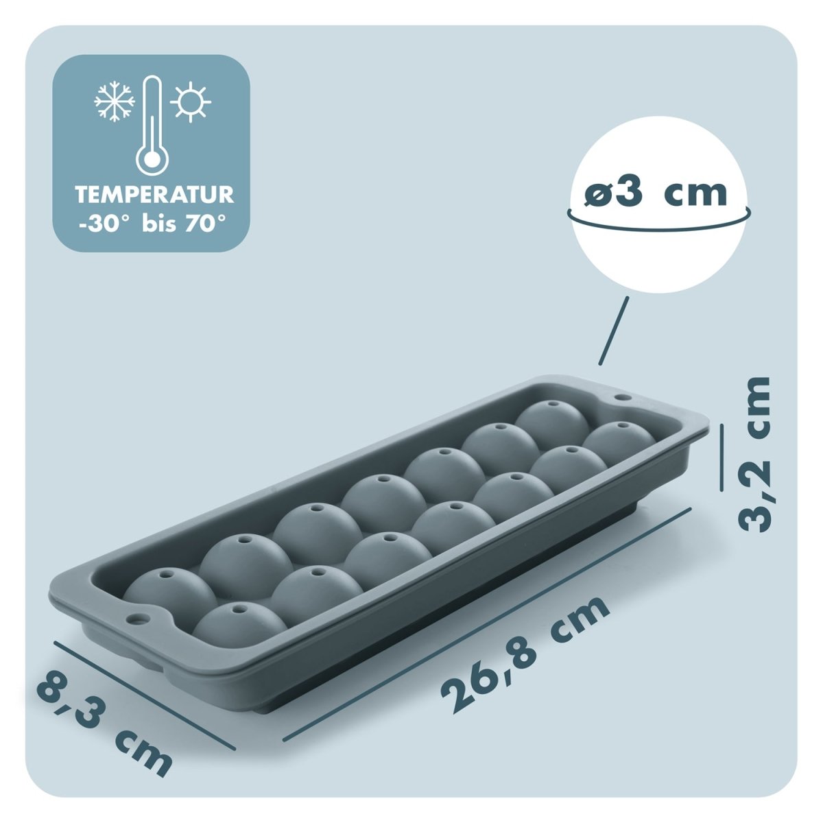 EISWÜRFELFORMEN SILIKON mit Deckel - 3er Set -