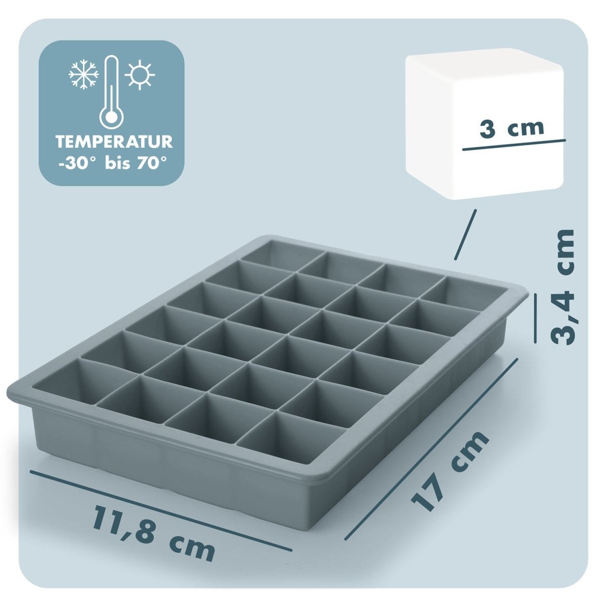 EISWÜRFELFORMEN SILIKON mit Deckel - 3er Set -