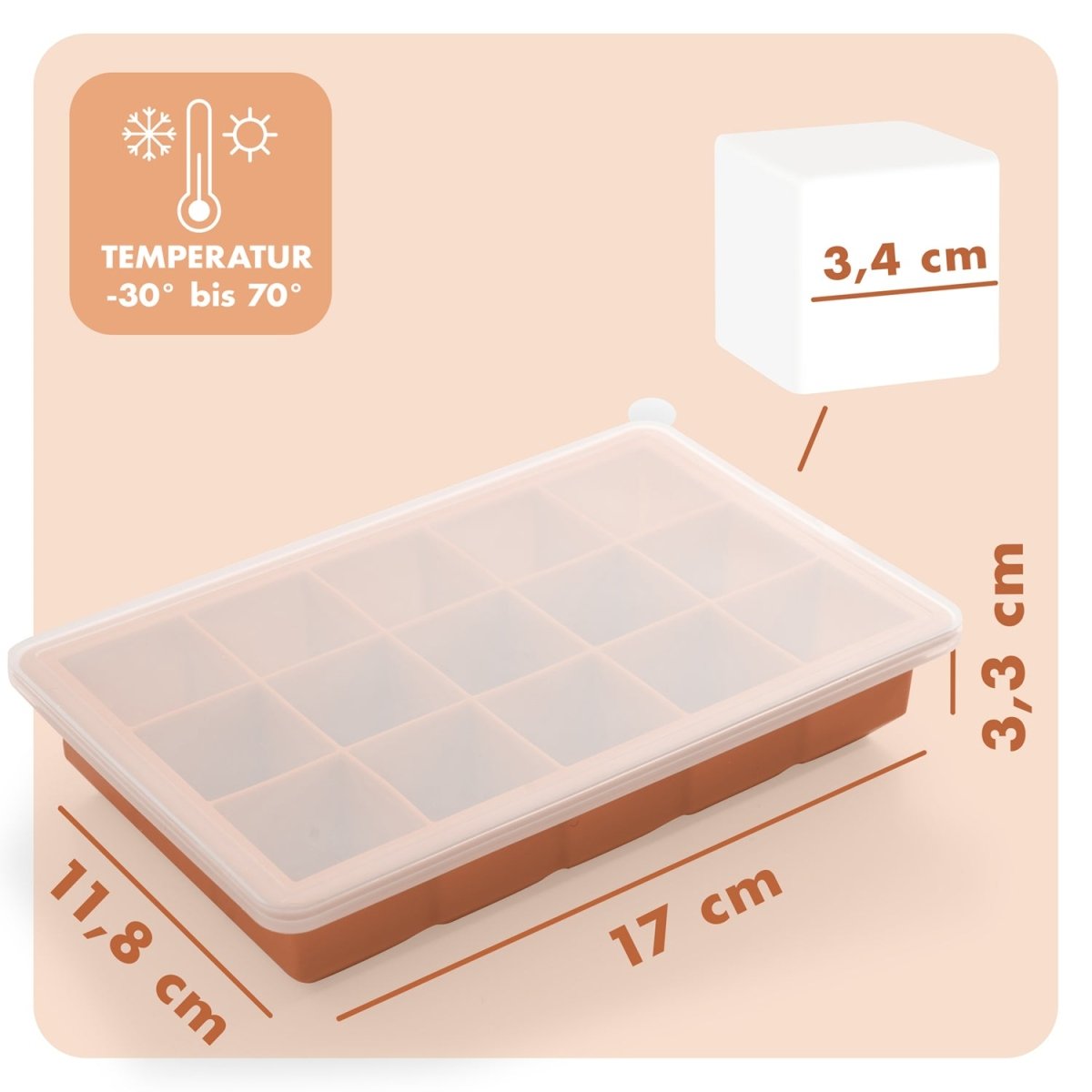 EISWÜRFELFORMEN SILIKON mit Deckel - 3er Set -
