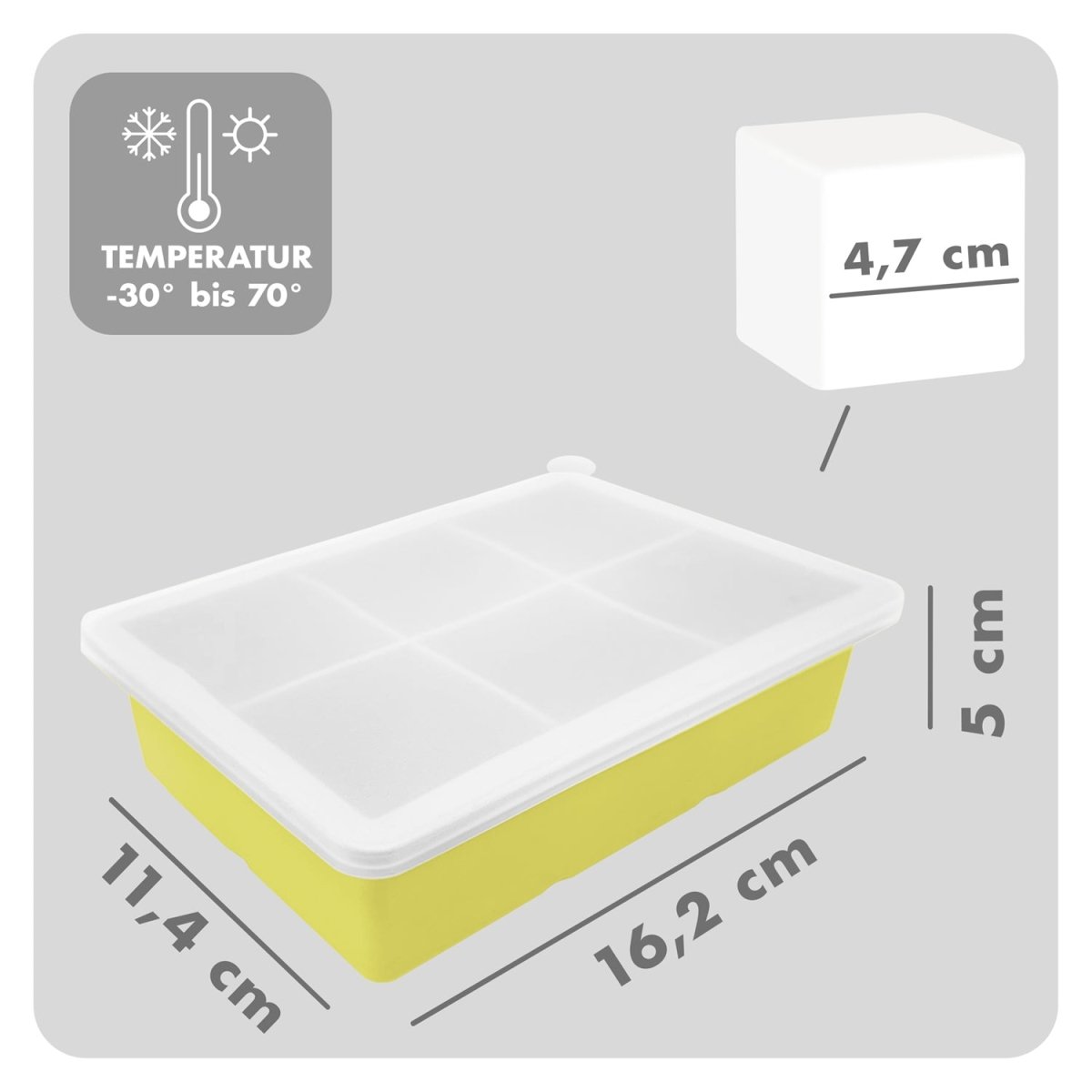 EISWÜRFELFORMEN SILIKON mit Deckel - 3er Set -
