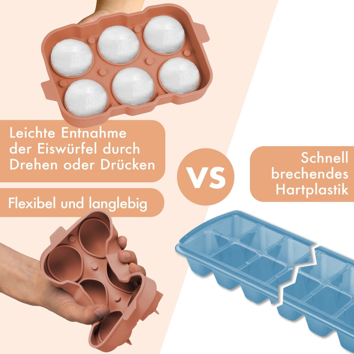 EISWÜRFELFORMEN SILIKON mit Deckel - 3er Set -