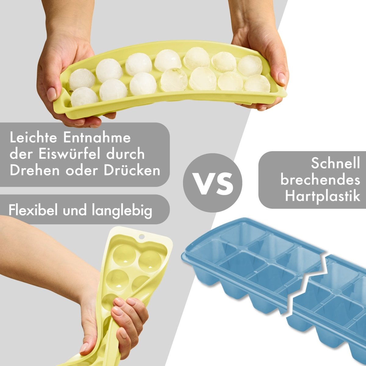 EISWÜRFELFORMEN SILIKON mit Deckel - 3er Set -