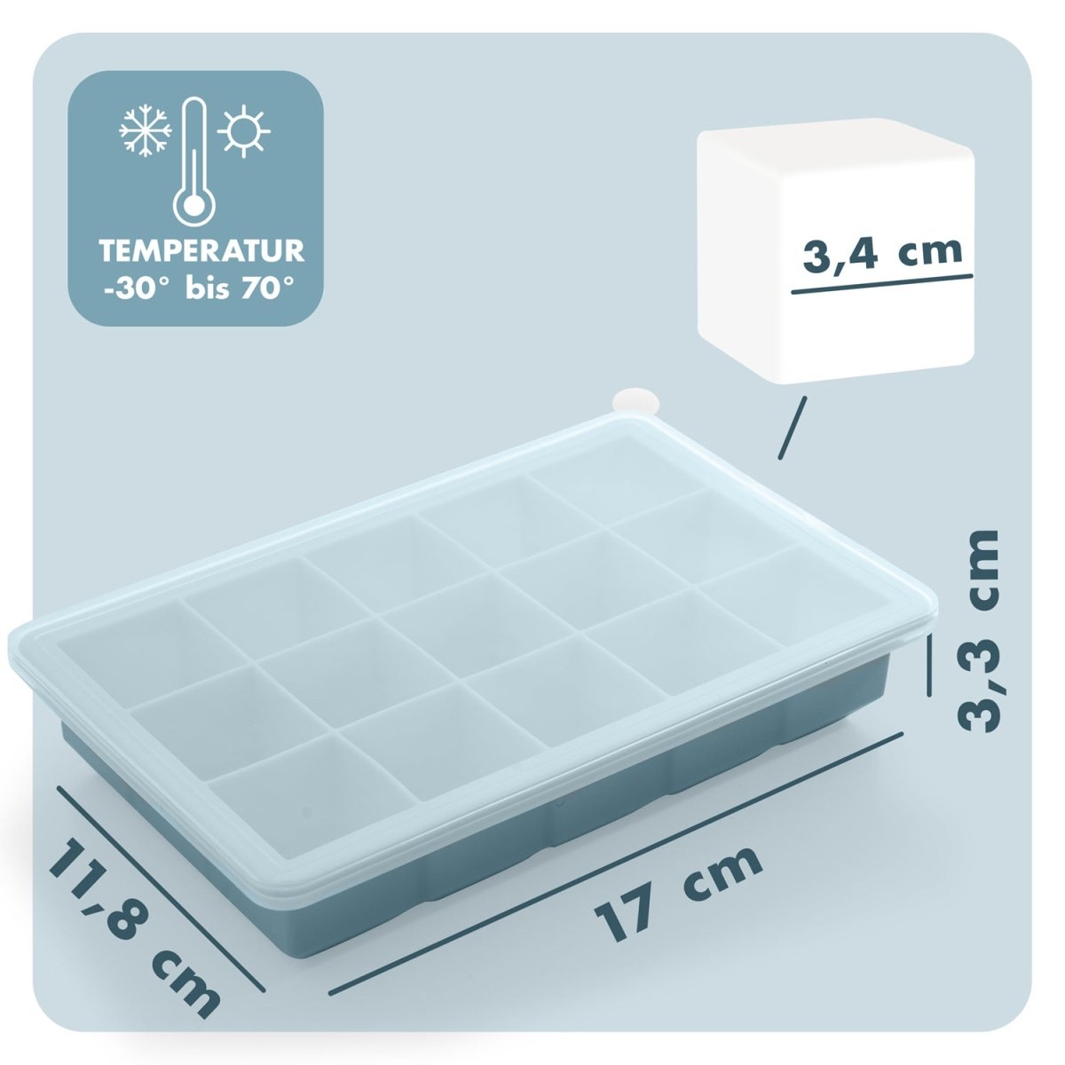 EISWÜRFELFORMEN SILIKON mit Deckel - 3er Set -