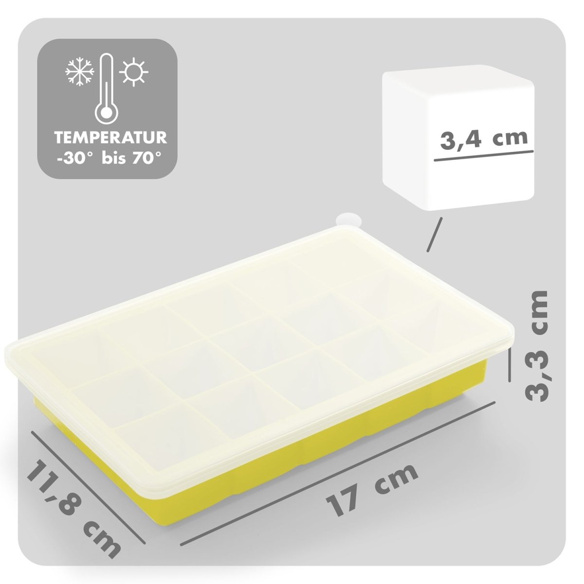 EISWÜRFELFORMEN SILIKON mit Deckel - 3er Set -
