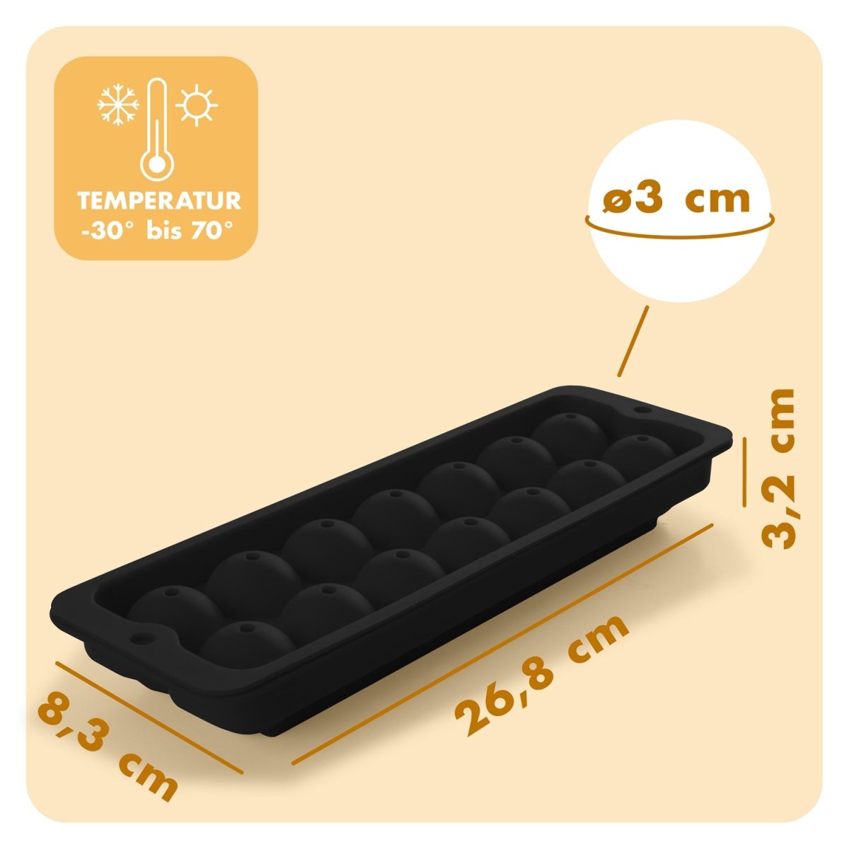 EISWÜRFELFORMEN SILIKON mit Deckel - 3er Set -