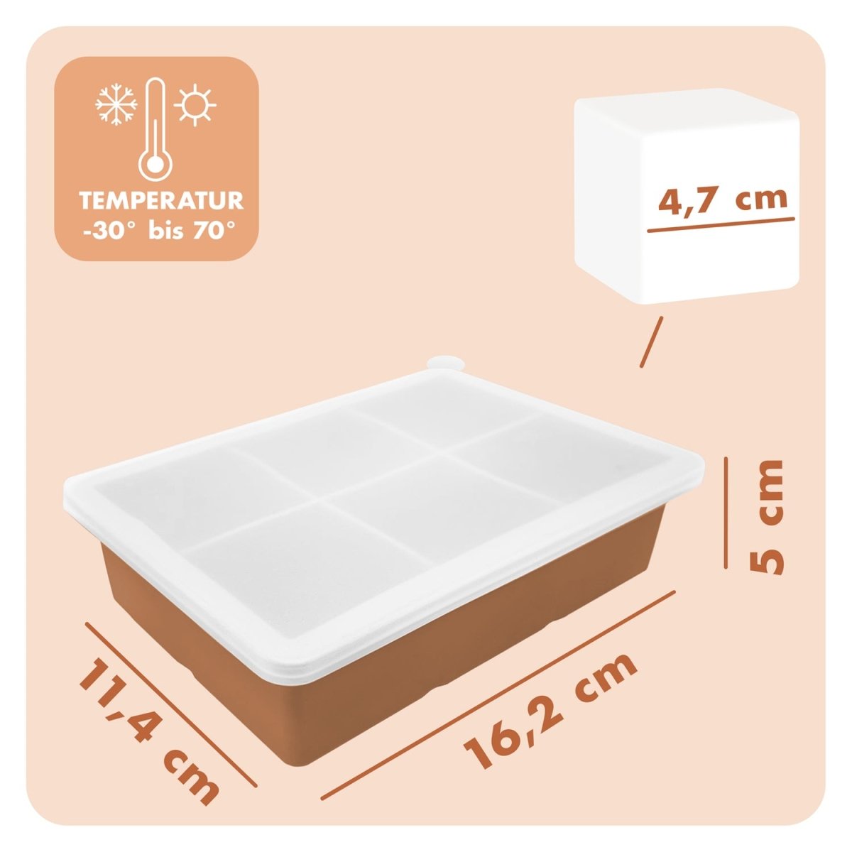 EISWÜRFELFORMEN SILIKON mit Deckel - 3er Set -