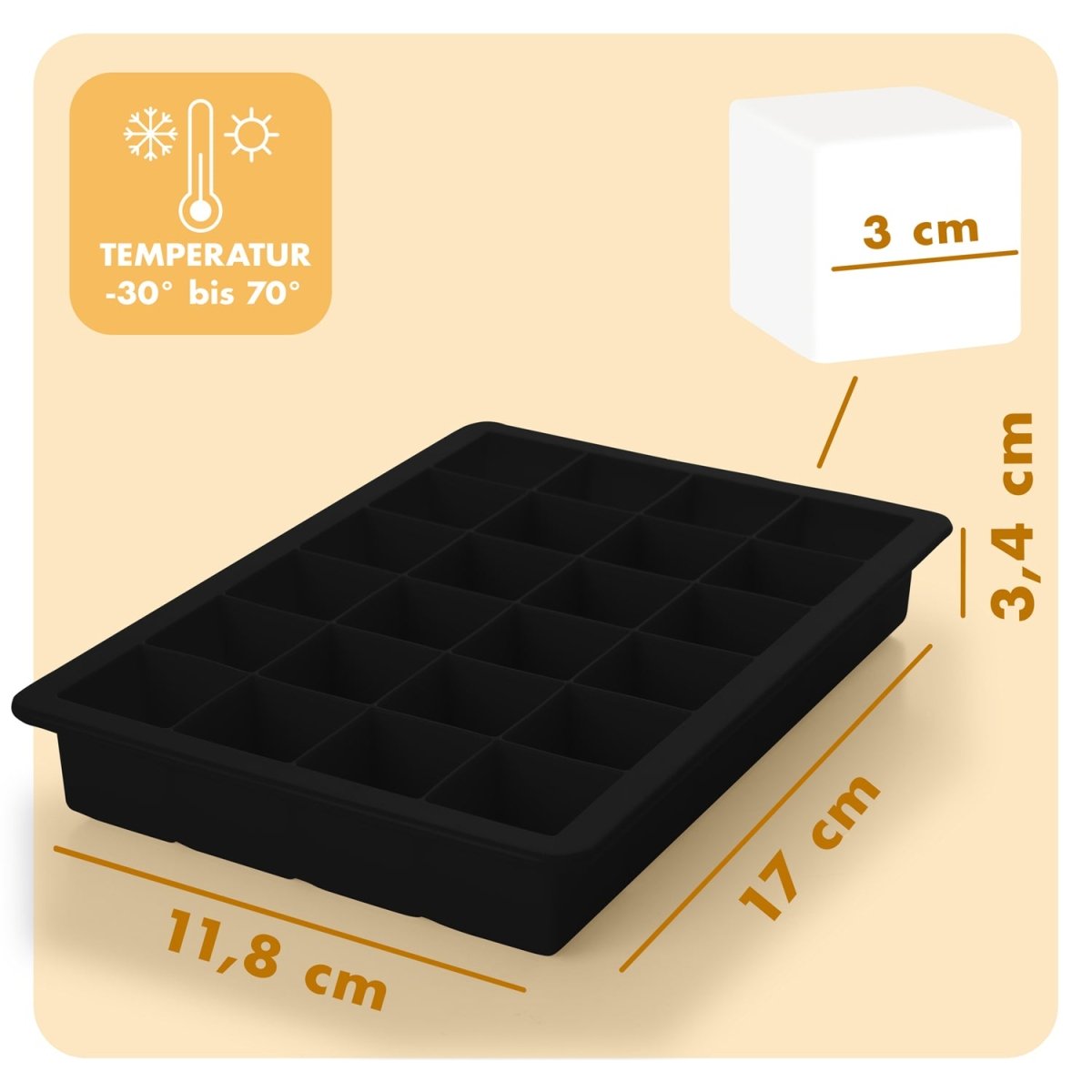 EISWÜRFELFORMEN SILIKON mit Deckel - 3er Set -