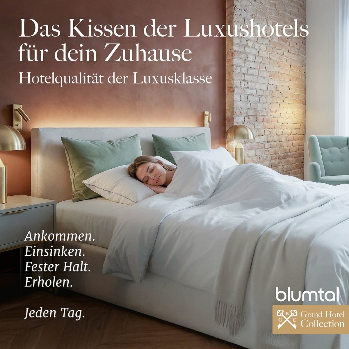 FEDERKISSEN LILLABO mit 3 - Kammer - Füllung + Bezug 100% Baumwolle -