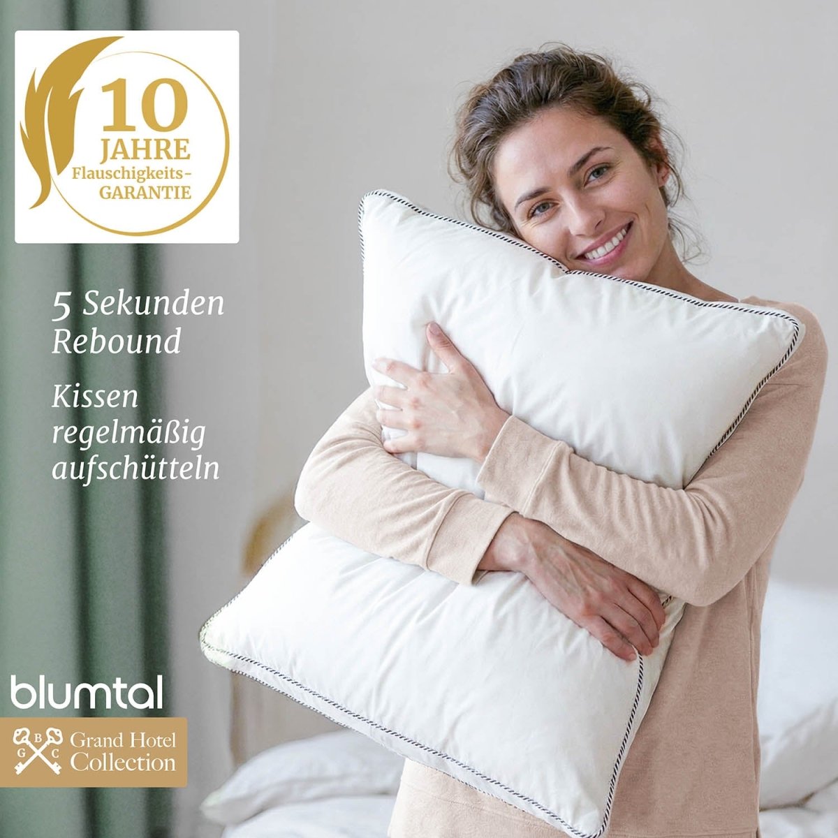 FEDERKISSEN LILLABO mit 3 - Kammer - Füllung + Bezug 100% Baumwolle -