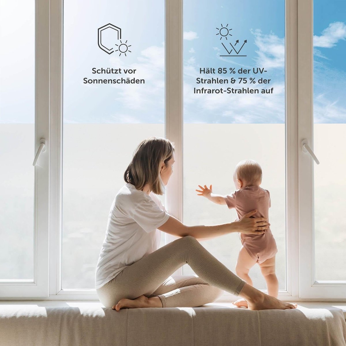 FENSTERFOLIE Strandmon mit Milchglas - Effekt -