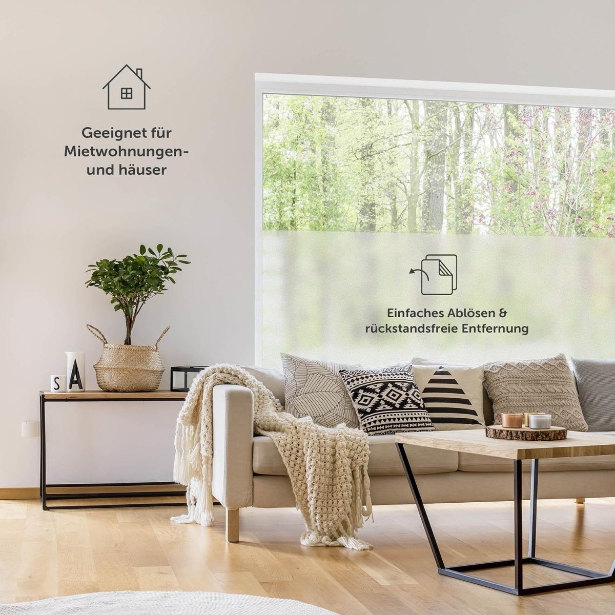 FENSTERFOLIE Strandmon mit Milchglas - Effekt -