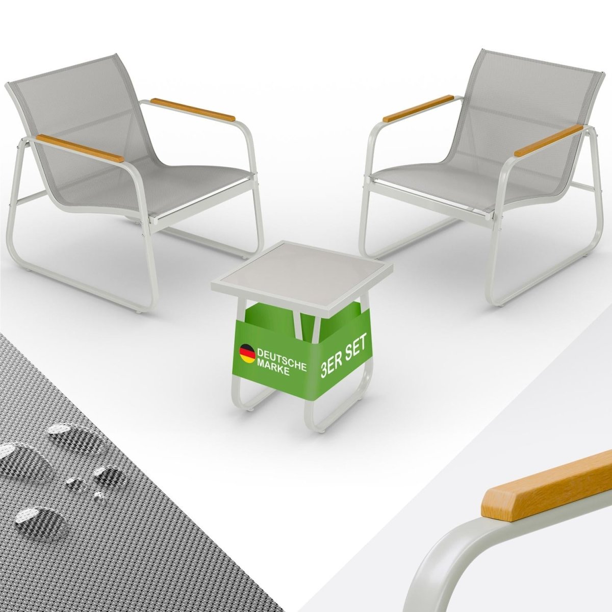 Grau-GARTENMÖBEL Groenadal Sessel und Tisch Set