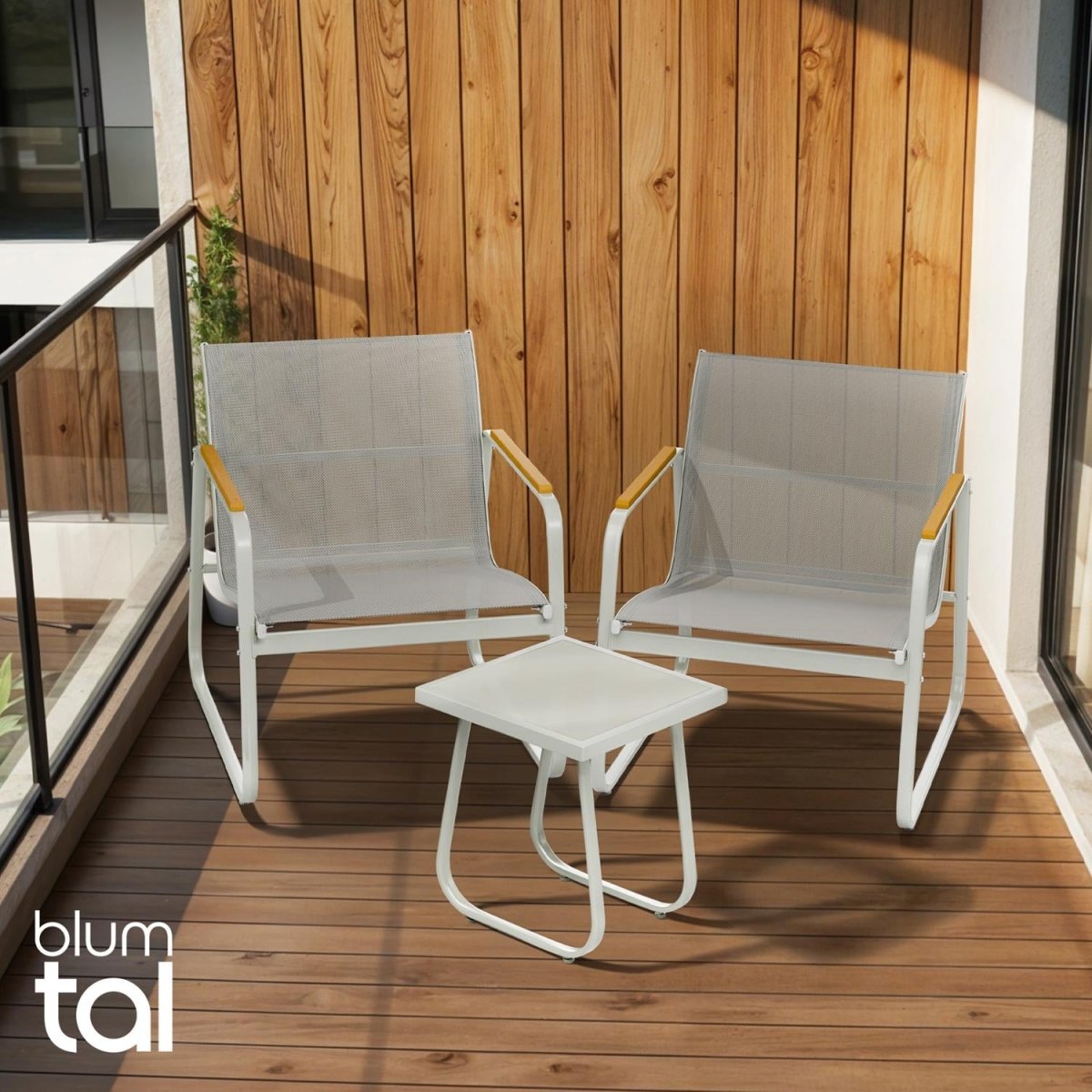 Grau-GARTENMÖBEL Groenadal Sessel und Tisch Set