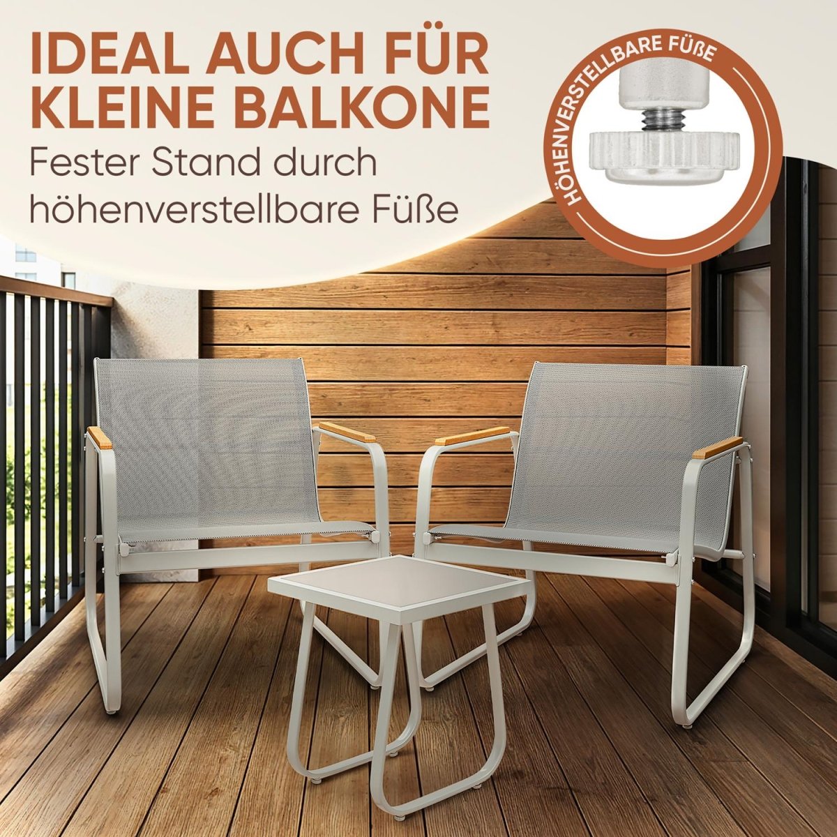 Grau-GARTENMÖBEL Groenadal Sessel und Tisch Set