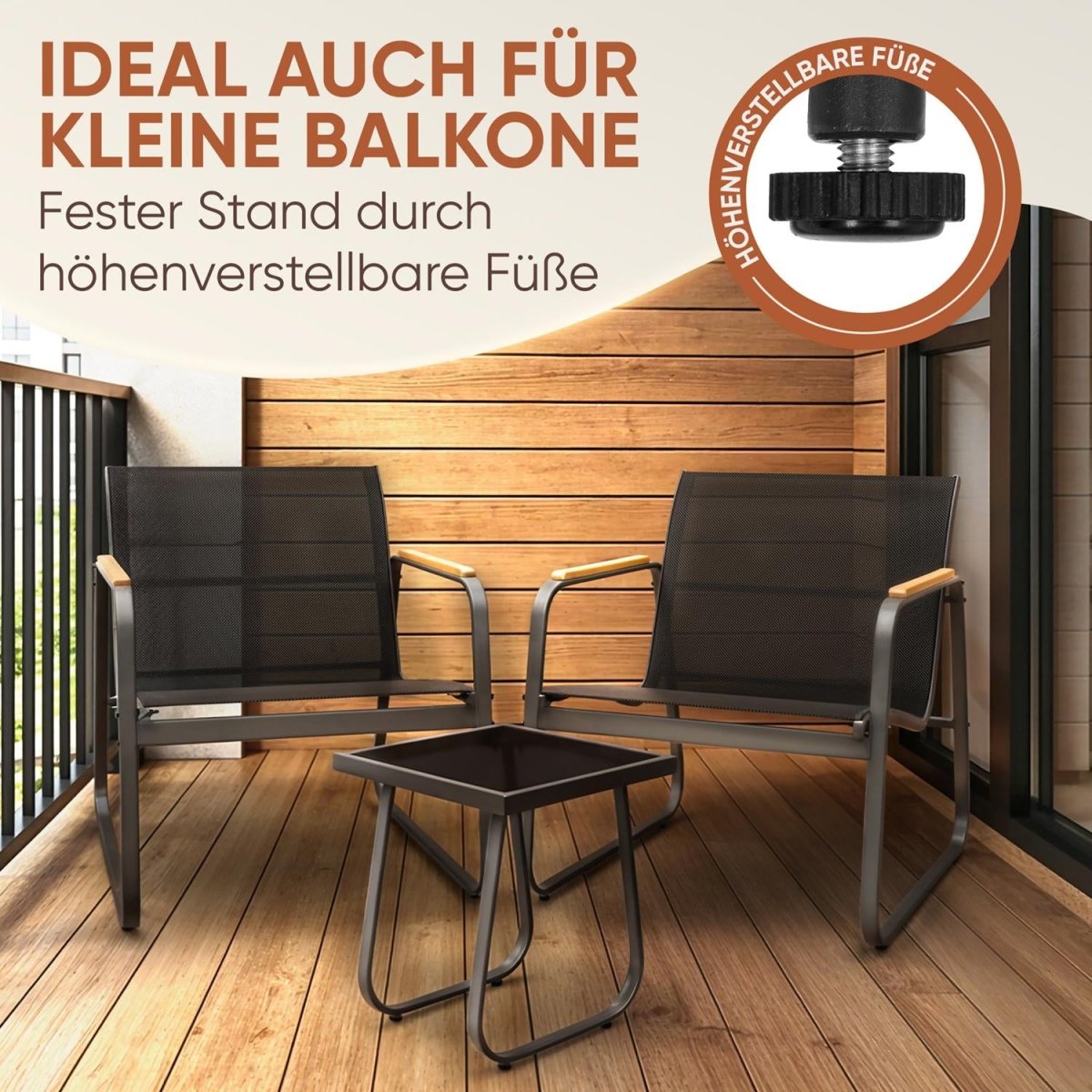 Anthrazit-GARTENMÖBEL Groenadal Sessel und Tisch Set