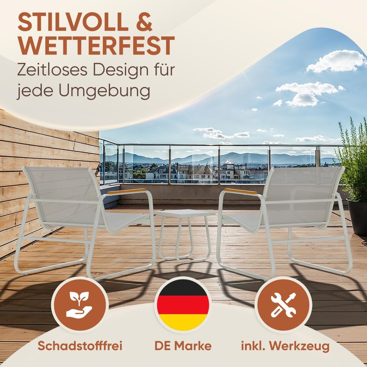 Grau-GARTENMÖBEL Groenadal Sessel und Tisch Set