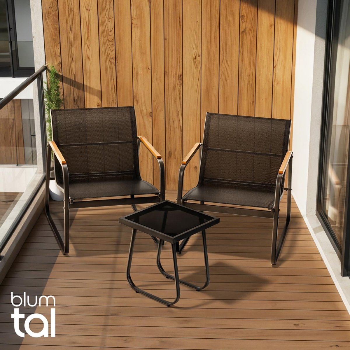 Anthrazit-GARTENMÖBEL Groenadal Sessel und Tisch Set