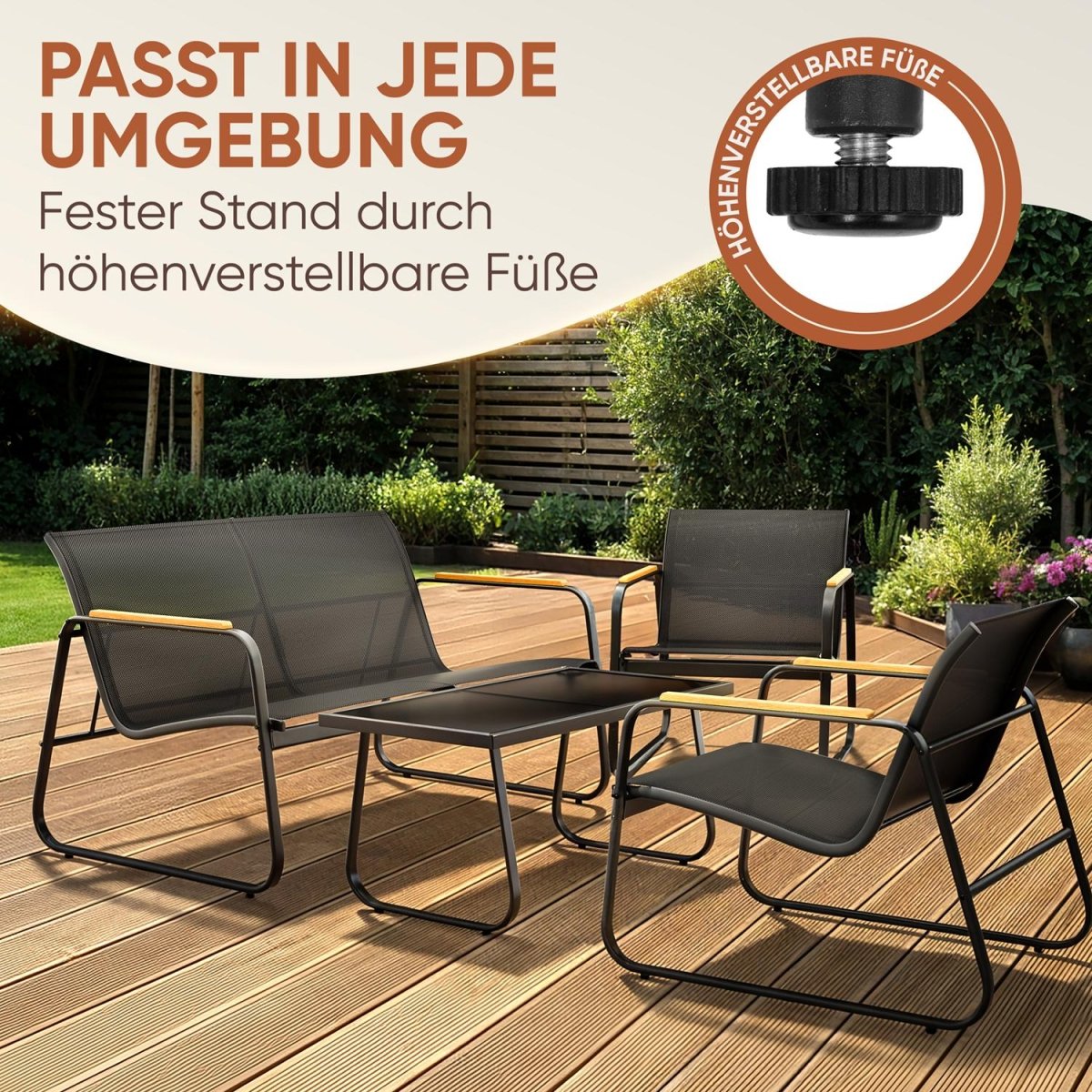 GARTENMÖBEL Groenadal Sitzbank und Sessel mit Tisch -