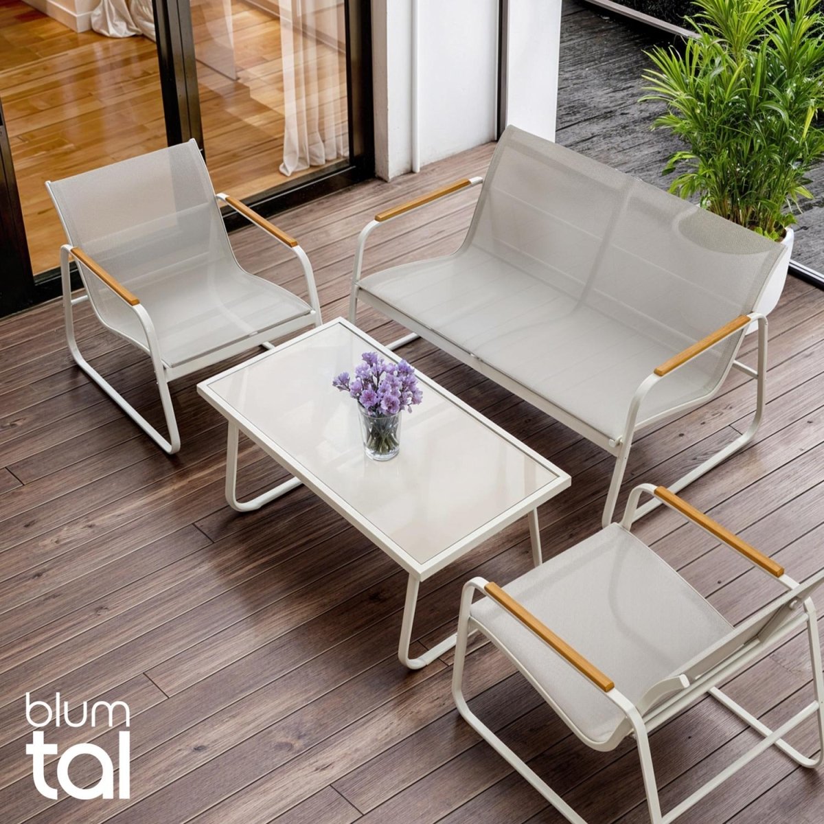 GARTENMÖBEL Groenadal Sitzbank und Sessel mit Tisch -