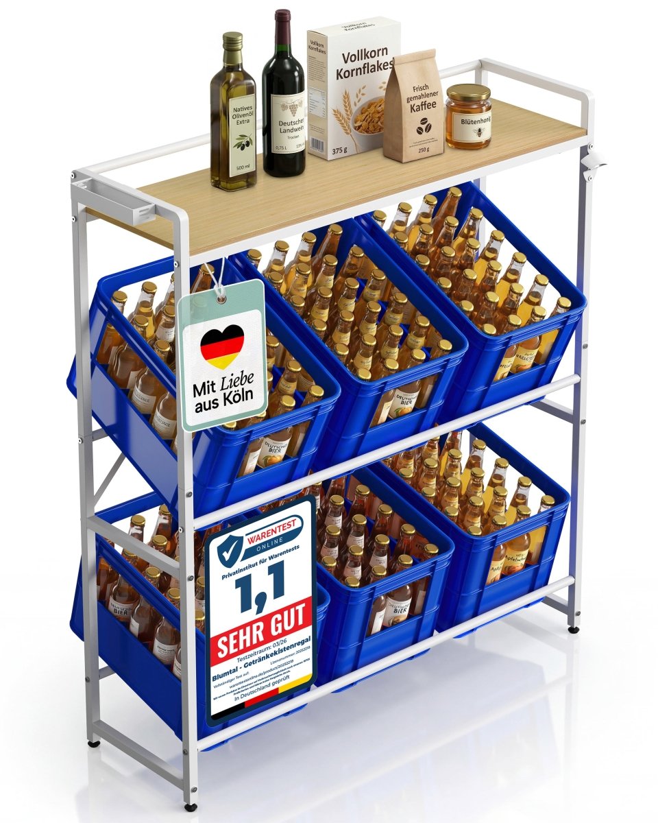 Getränkekistenregal Halldor mit Ablage & Holzoptik -