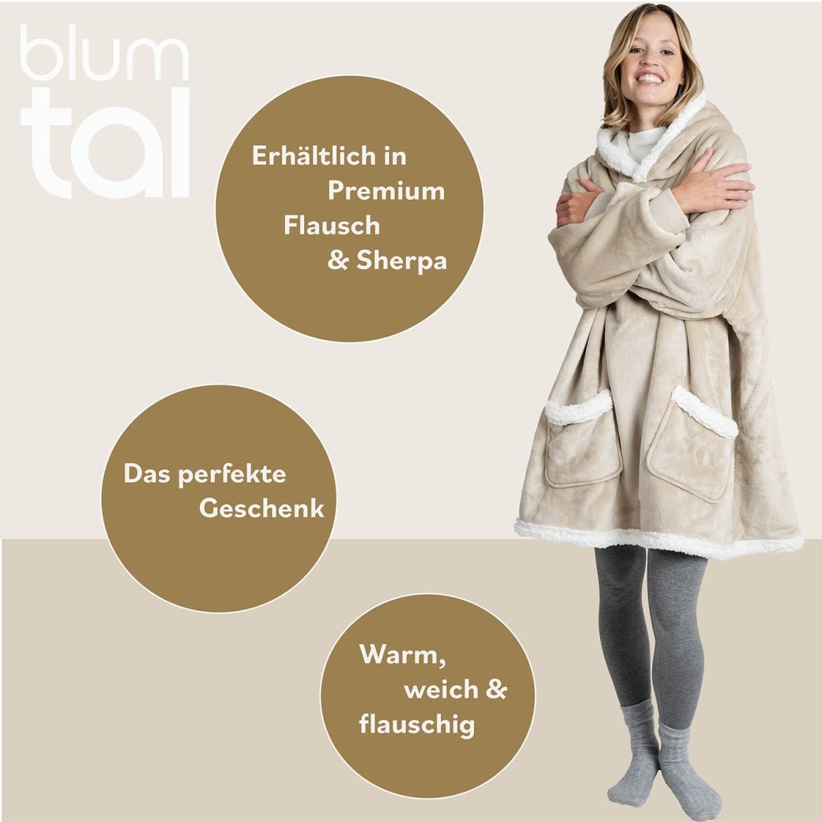 HOODIE DECKE - Oeko - TEX zertifizierter Kuschelpullover mit Kapuze -