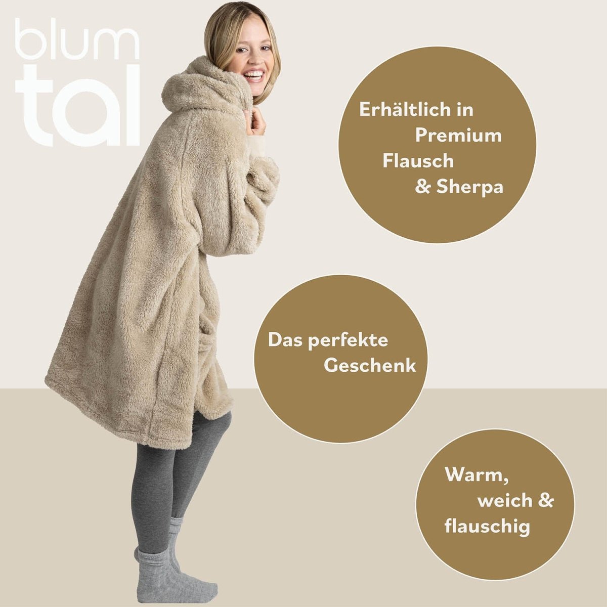 HOODIE DECKE - Oeko - TEX zertifizierter Kuschelpullover mit Kapuze -