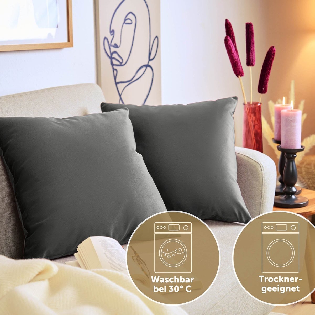 KISSENBEZUG - aus Samt, 2er Set -