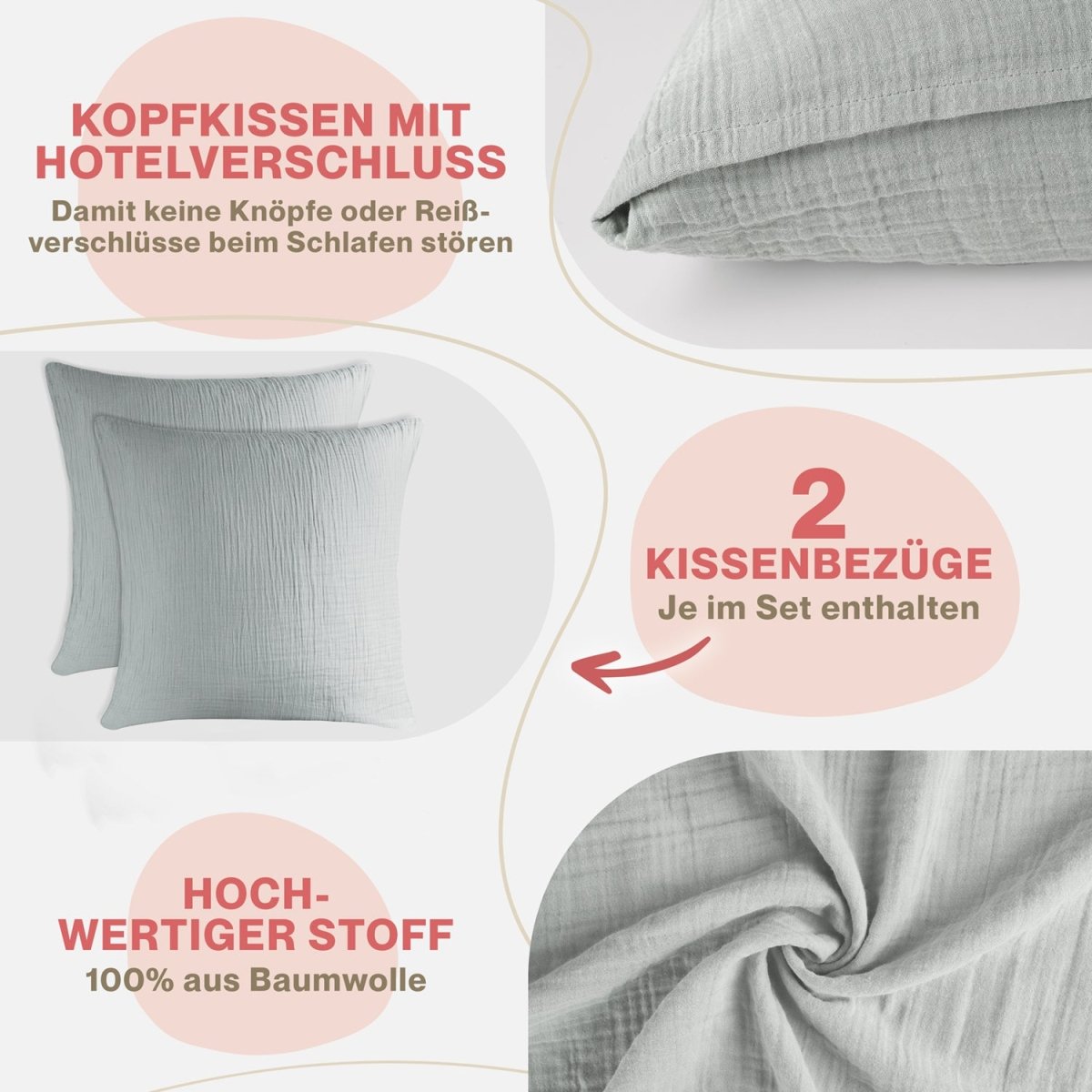 KISSENBEZUG Njord Musselin -