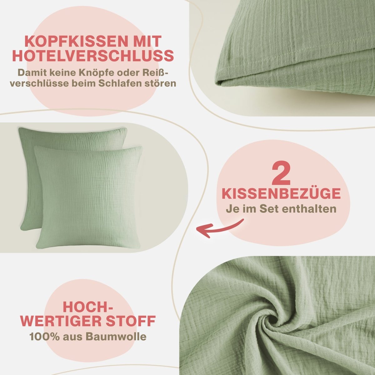 KISSENBEZUG Njord Musselin -