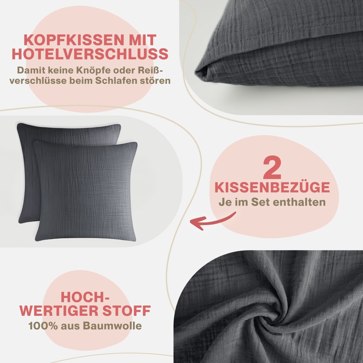KISSENBEZUG Njord Musselin -
