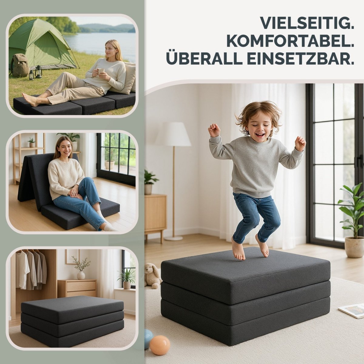 KLAPPMATRATZE EKTORP - 3teilige Gästematratze klappbar extra dick -