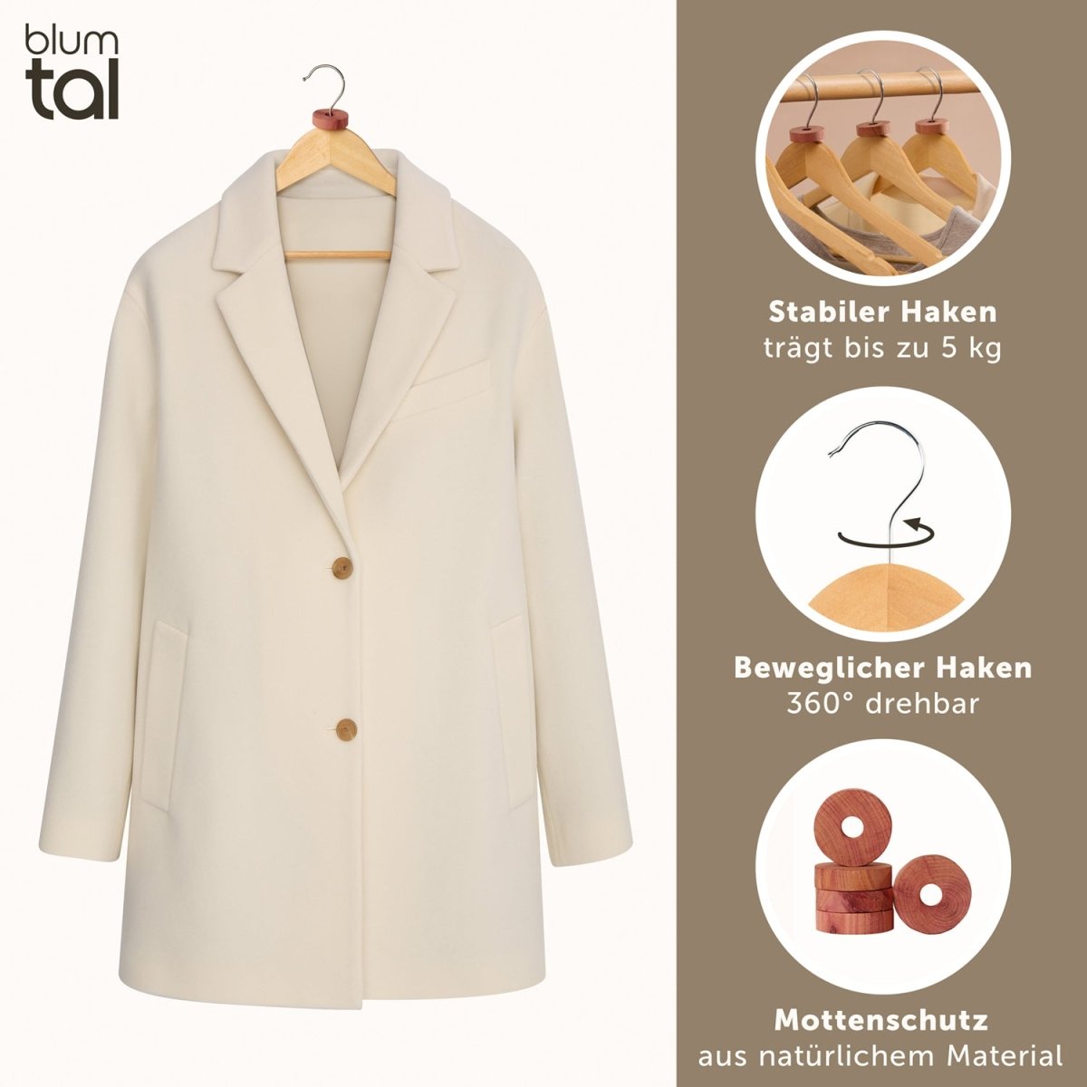 KLEIDERBÜGEL Benjamin - aus Holz mit Rockkerbe und Hosensteg -